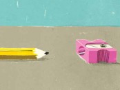Illustration: pencil and sharpener