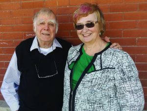 Author Jack Hutton with Joy Kinsman, former branch president at Port Dover Composite School