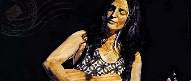 Illustration of Orit Shimoni playing the acoustic guitar.