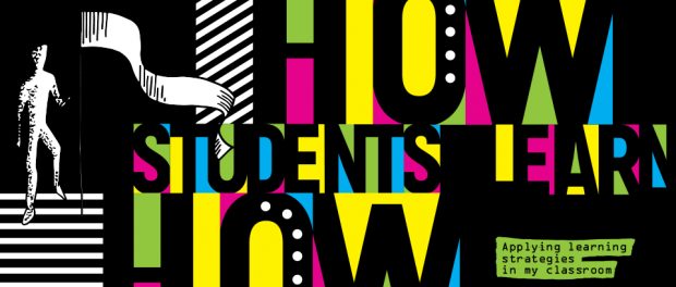 Illustration of colourful abstract typography for part of the article title "How students learn "