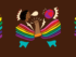 A fist in the air with rainbow wings