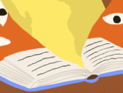 A book open with eyes looking at it